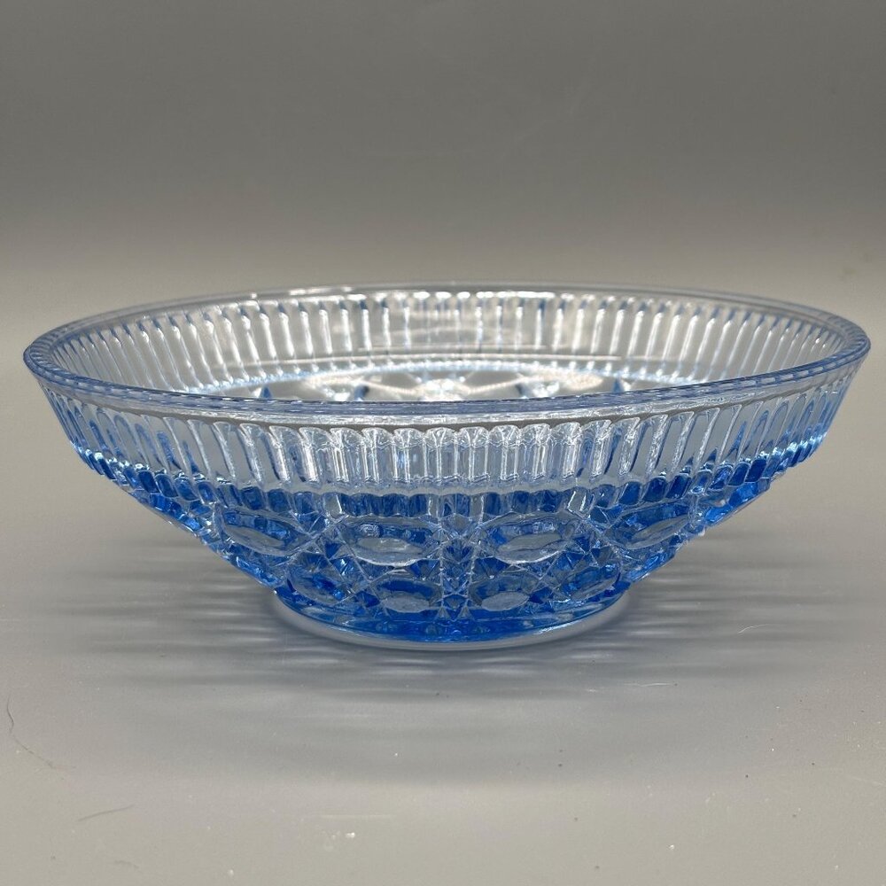Vintage Indiana Glass Bowl Ice Blue Depression Windsor Button and Cane Glass